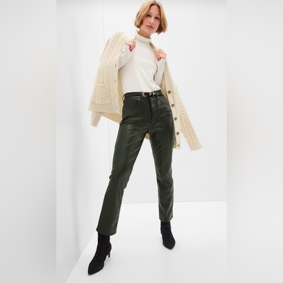 GAP Vintage Slim High Rise Dark Green Pants - Picture 2 of 7